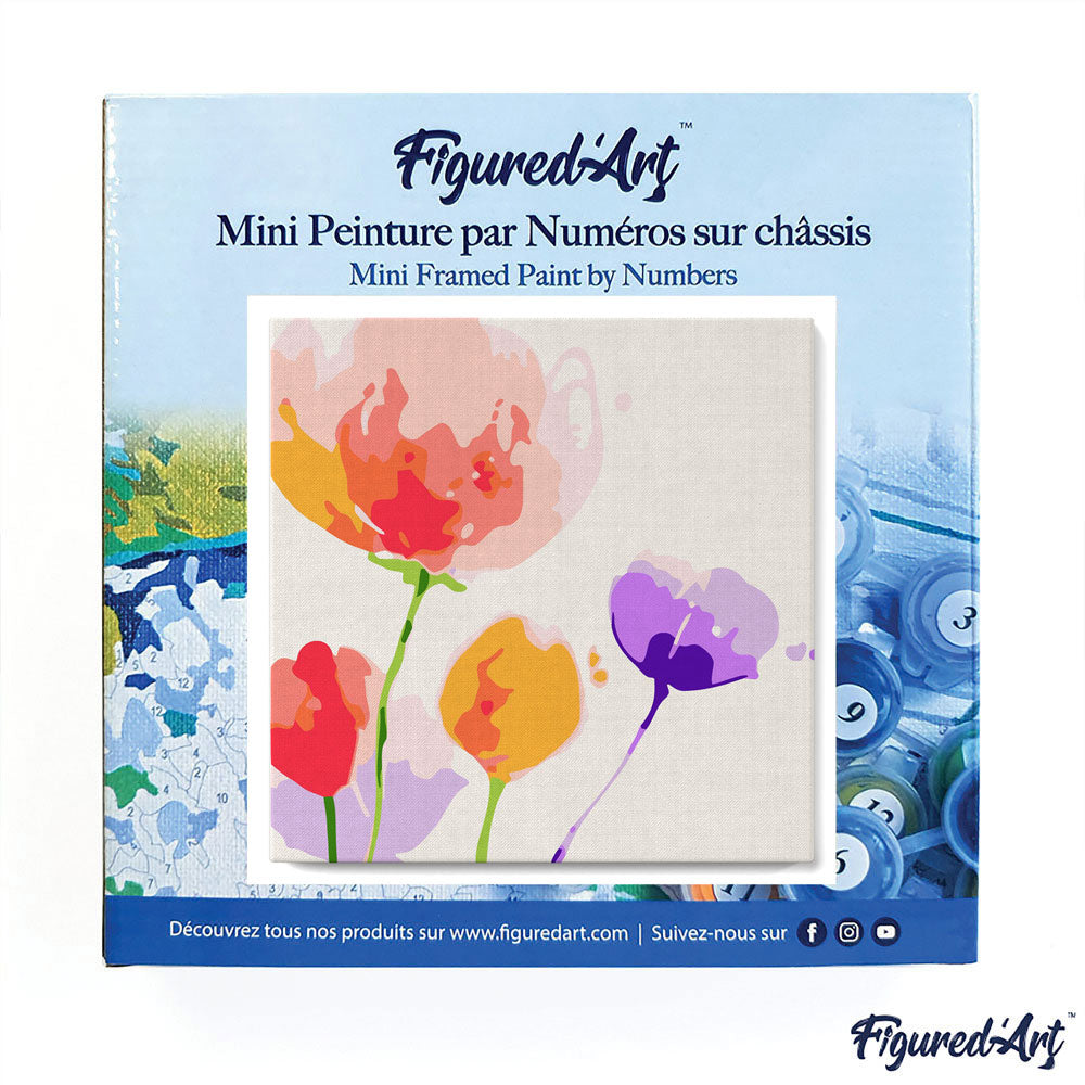Mini Malen nach Zahlen mit Rahmen 20x20cm - Bunte Blumen - Kidis Art