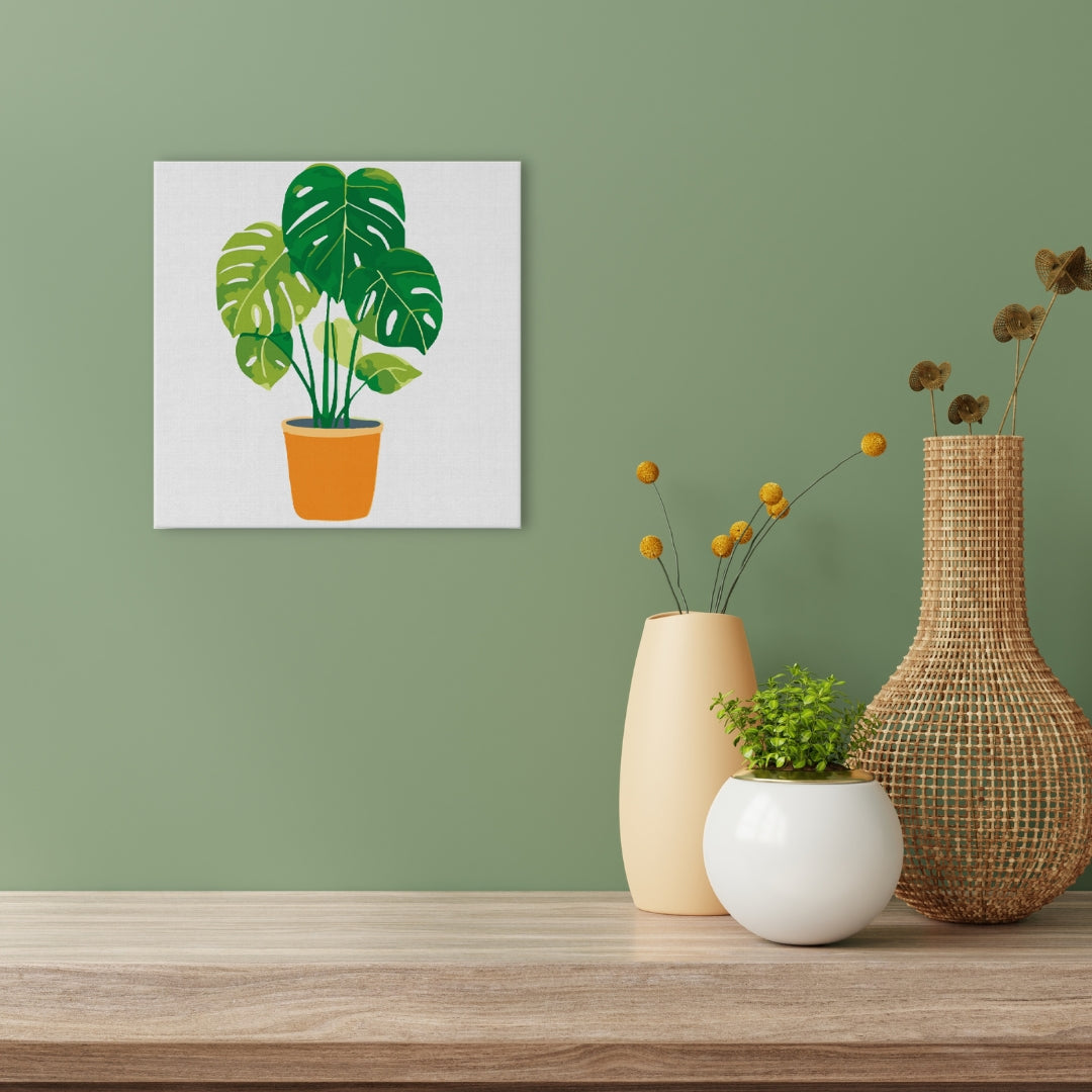Mini Malen nach Zahlen mit Rahmen 20x20cm - Grüne Pflanze - Kidis Art