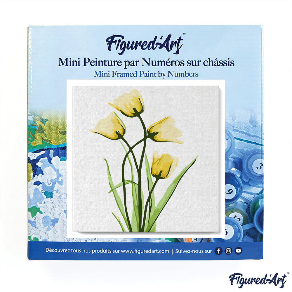 Mini Malen nach Zahlen mit Rahmen 20x20cm - Hübsche gelbe Blumen - Kidis Art