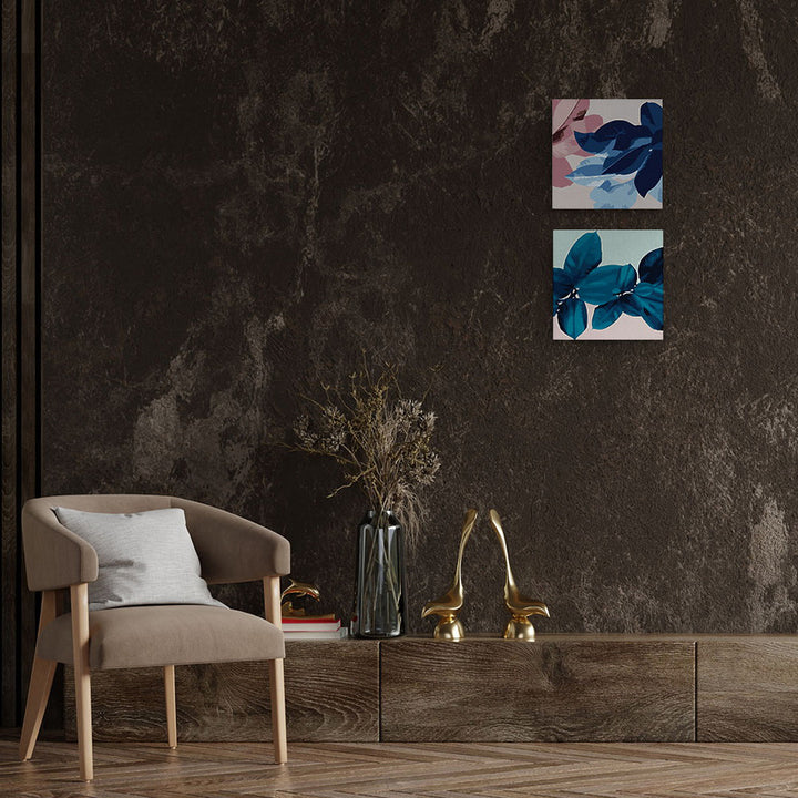 Mini Malen nach Zahlen mit Rahmen 20x20cm - Bläuliche Blumenatmosphäre