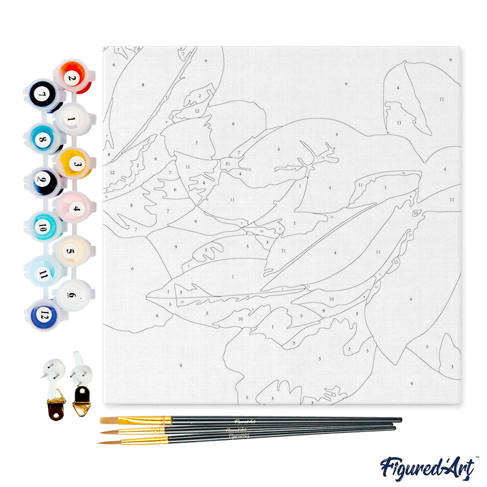 Mini Malen nach Zahlen mit Rahmen 20x20cm - Bläuliche Blumenatmosphäre