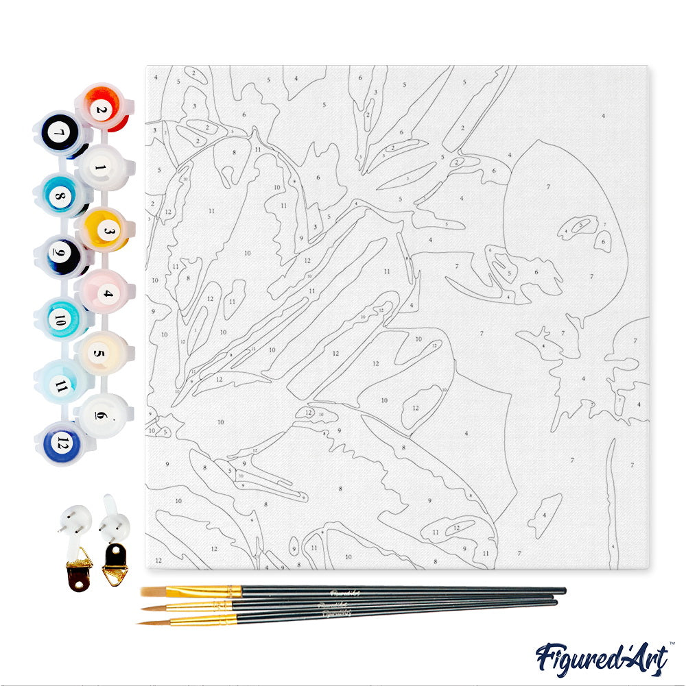 Mini Malen nach Zahlen mit Rahmen 20x20cm - Kautschuk Blätter