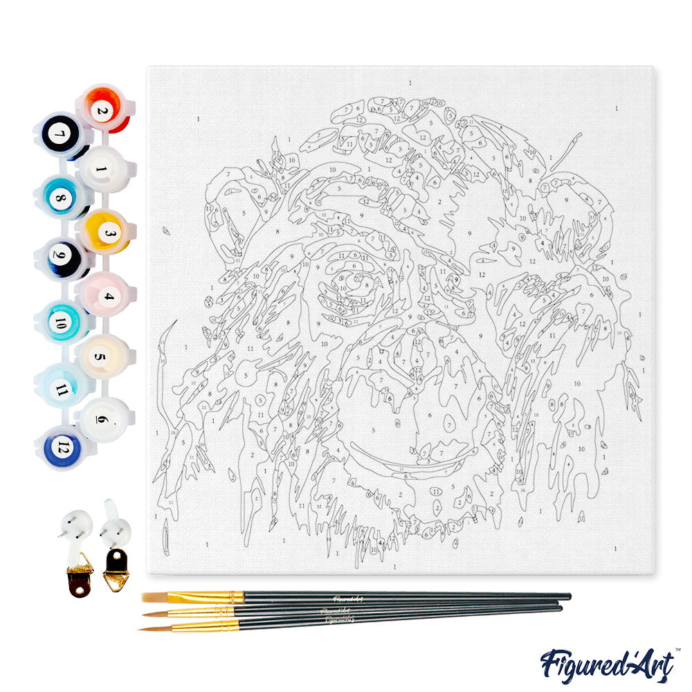 Mini Malen nach Zahlen mit Rahmen 20x20cm - Affe Pop Art