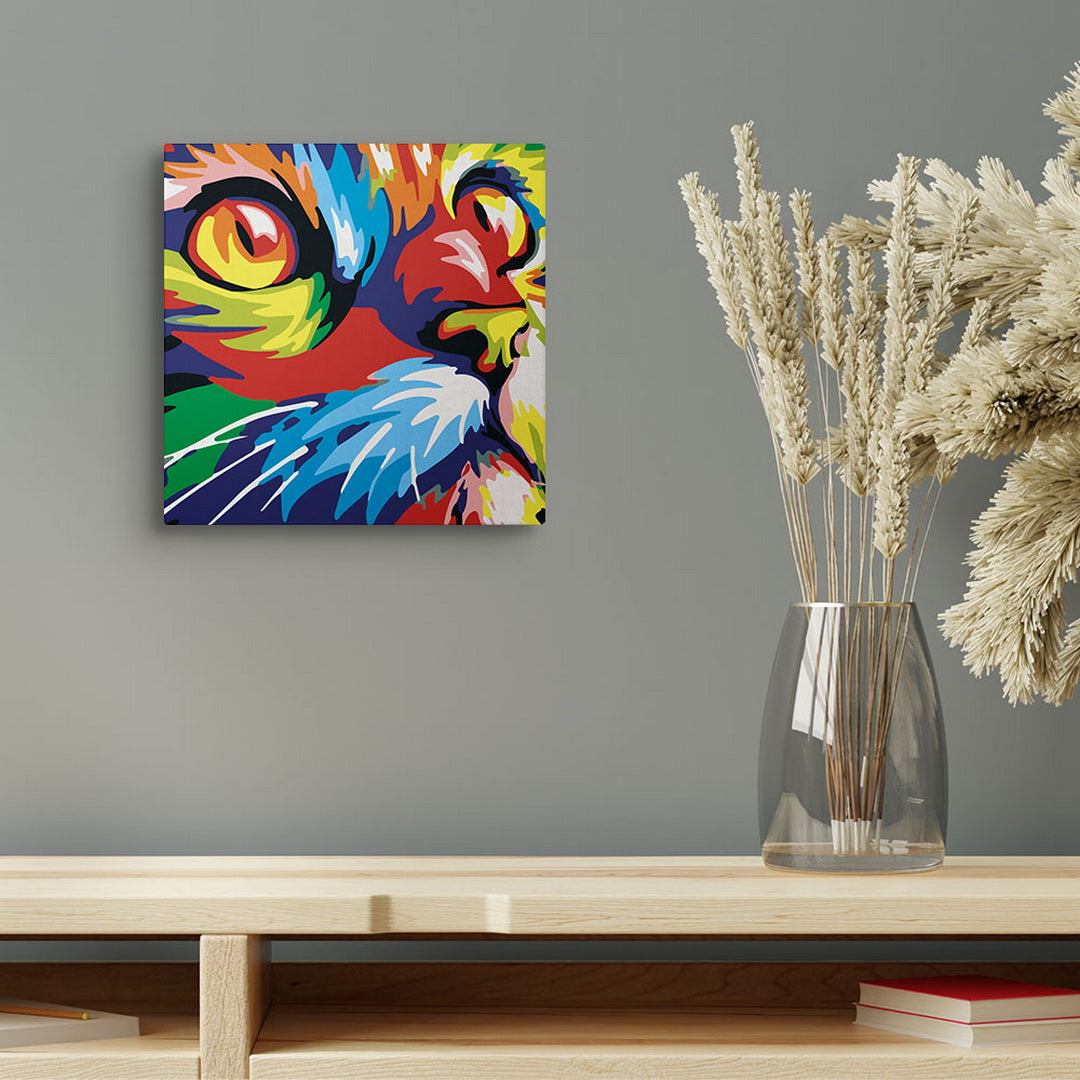 Mini Malen nach Zahlen mit Rahmen 20x20cm - Katze Pop Art - Kidis Art