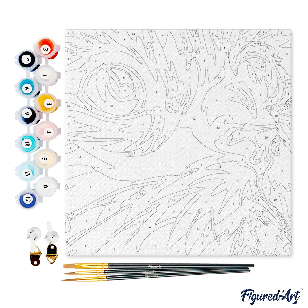 Mini Malen nach Zahlen mit Rahmen 20x20cm - Katze Pop Art