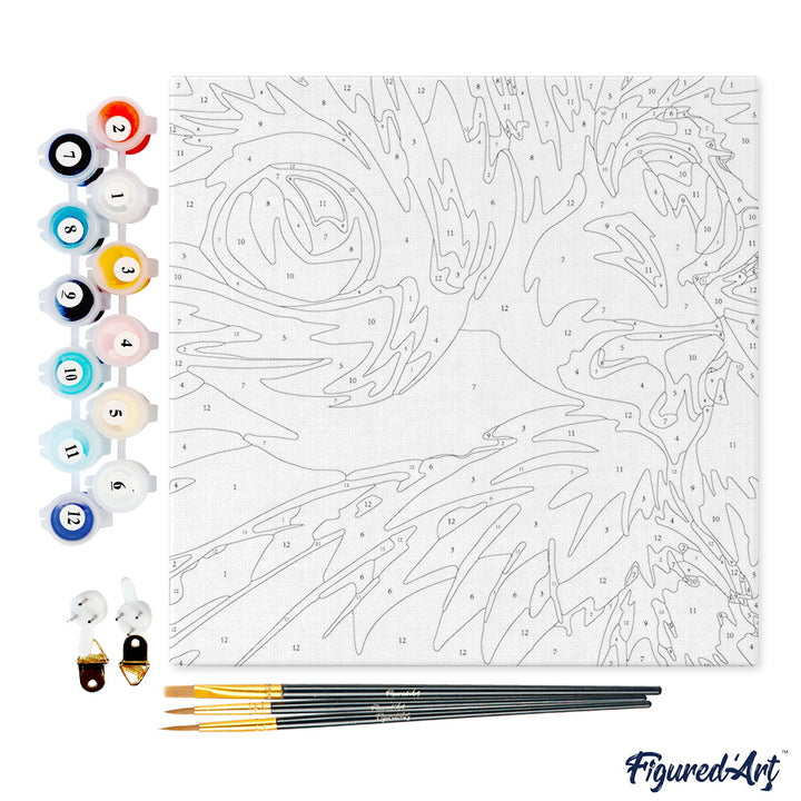 Mini Malen nach Zahlen mit Rahmen 20x20cm - Katze Pop Art