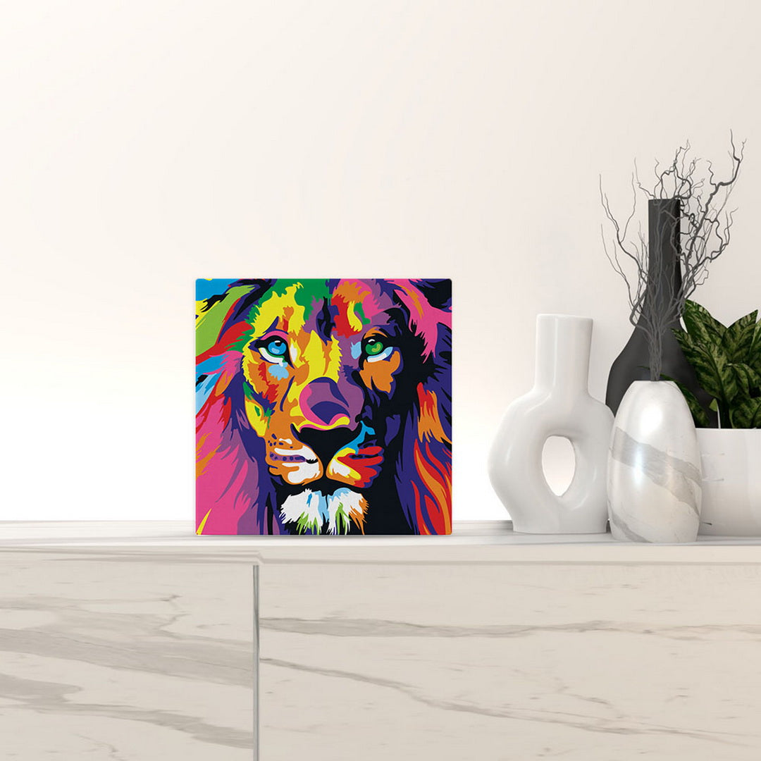 Mini Malen nach Zahlen mit Rahmen 20x20cm - Löwe Pop Art - Kidis Art