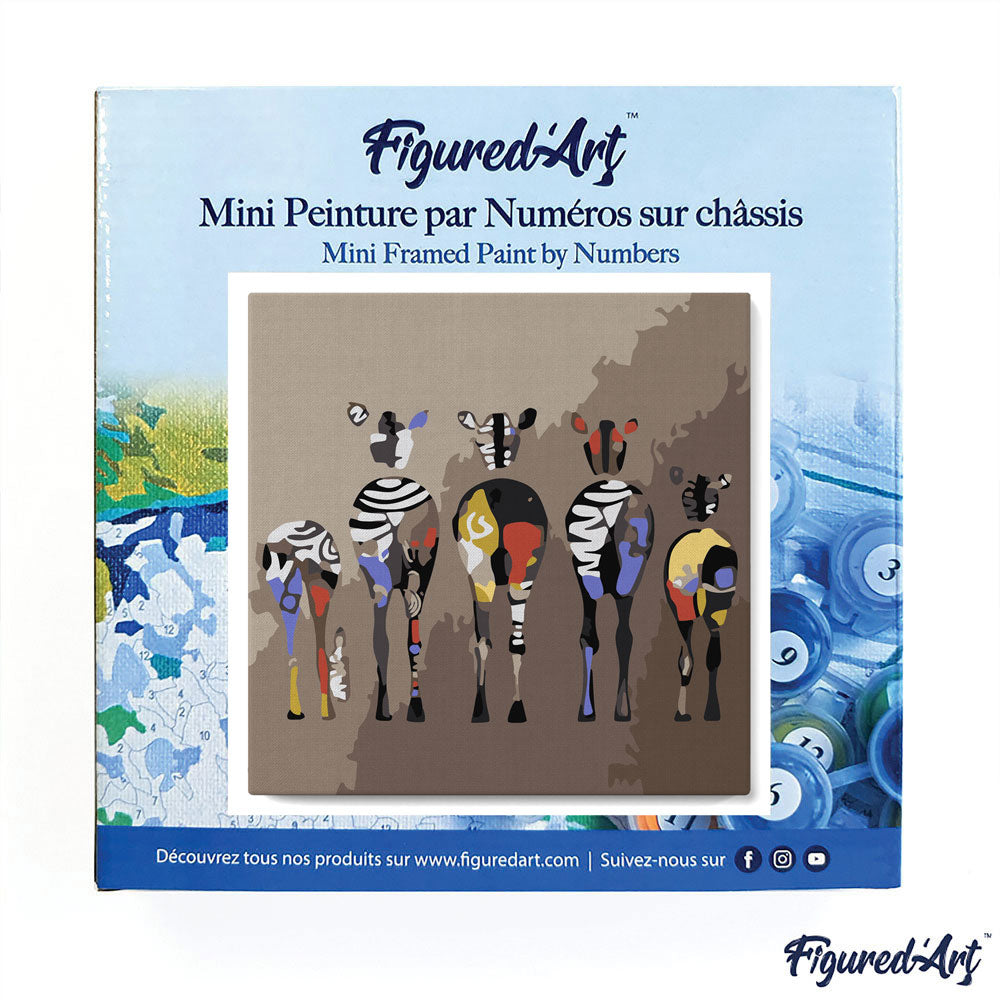 Mini Malen nach Zahlen mit Rahmen 20x20cm - Zebras von Hinten - Kidis Art