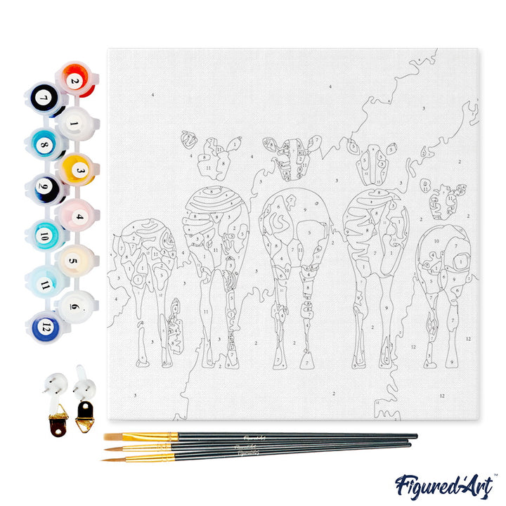 Mini Malen nach Zahlen mit Rahmen 20x20cm - Zebras von Hinten