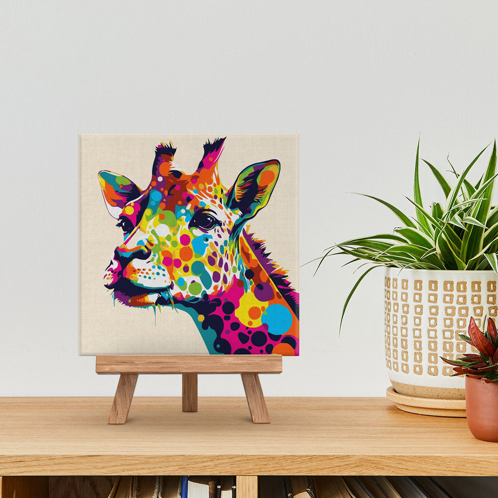 Mini Malen nach Zahlen mit Rahmen 20x20cm - Abstrakte Pop Art Giraffe - Kidis Art