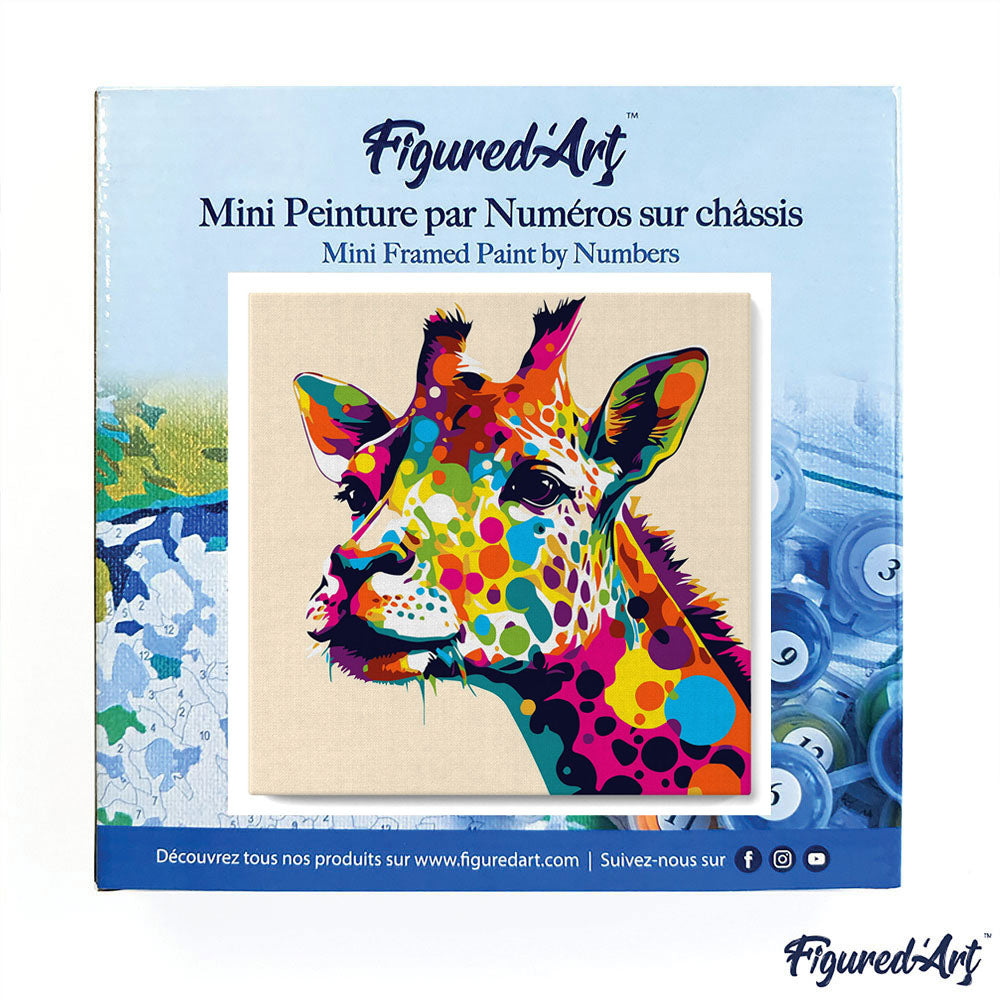 Mini Malen nach Zahlen mit Rahmen 20x20cm - Abstrakte Pop Art Giraffe - Kidis Art