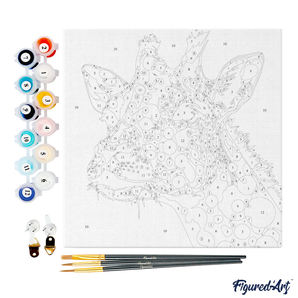 Mini Malen nach Zahlen mit Rahmen 20x20cm - Abstrakte Pop Art Giraffe