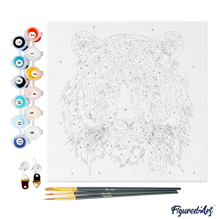 Mini Malen nach Zahlen mit Rahmen 20x20cm - Abstrakter Pop Art Tiger