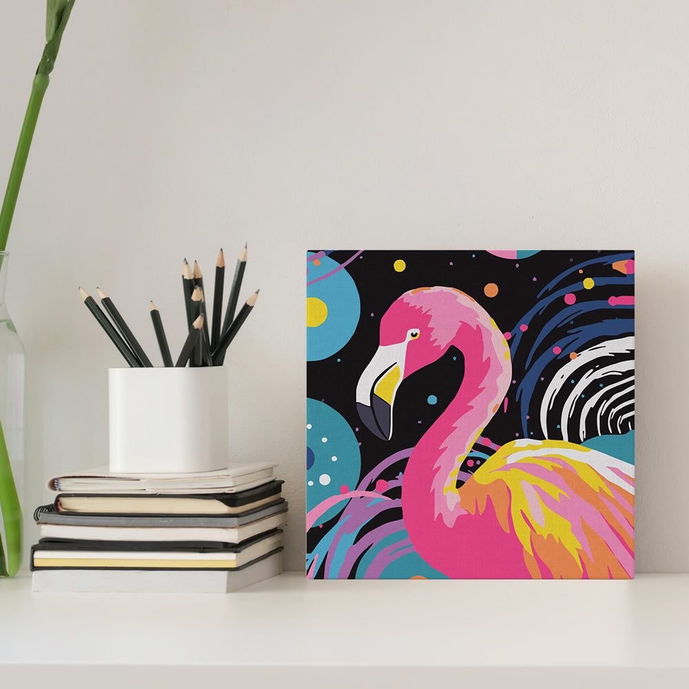 Mini Malen nach Zahlen mit Rahmen 20x20cm - Flamingo Abstrakt Pop Art - Kidis Art