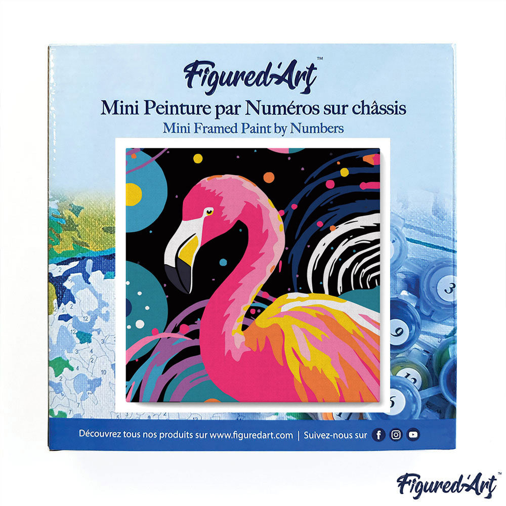 Mini Malen nach Zahlen mit Rahmen 20x20cm - Flamingo Abstrakt Pop Art - Kidis Art