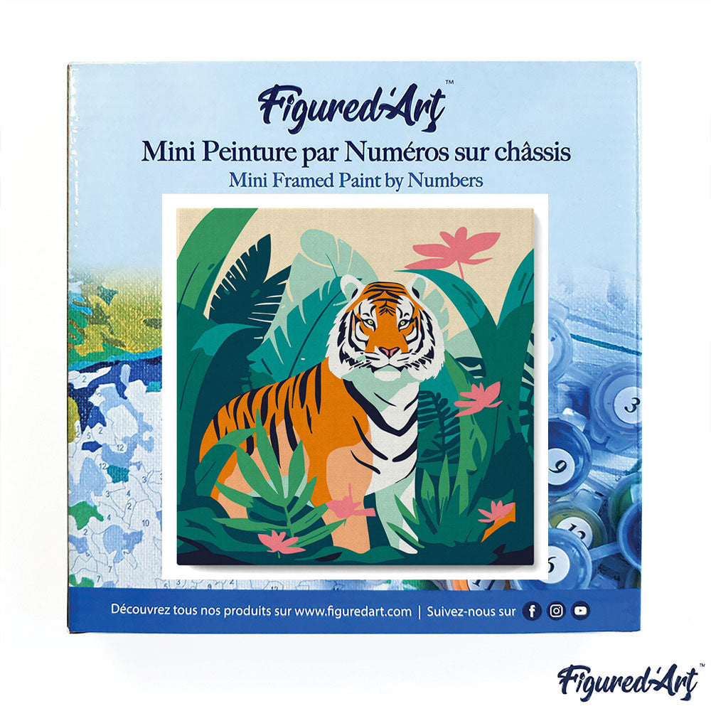Mini Malen nach Zahlen mit Rahmen 20x20cm - Tropischer Bengal-Tiger - Kidis Art