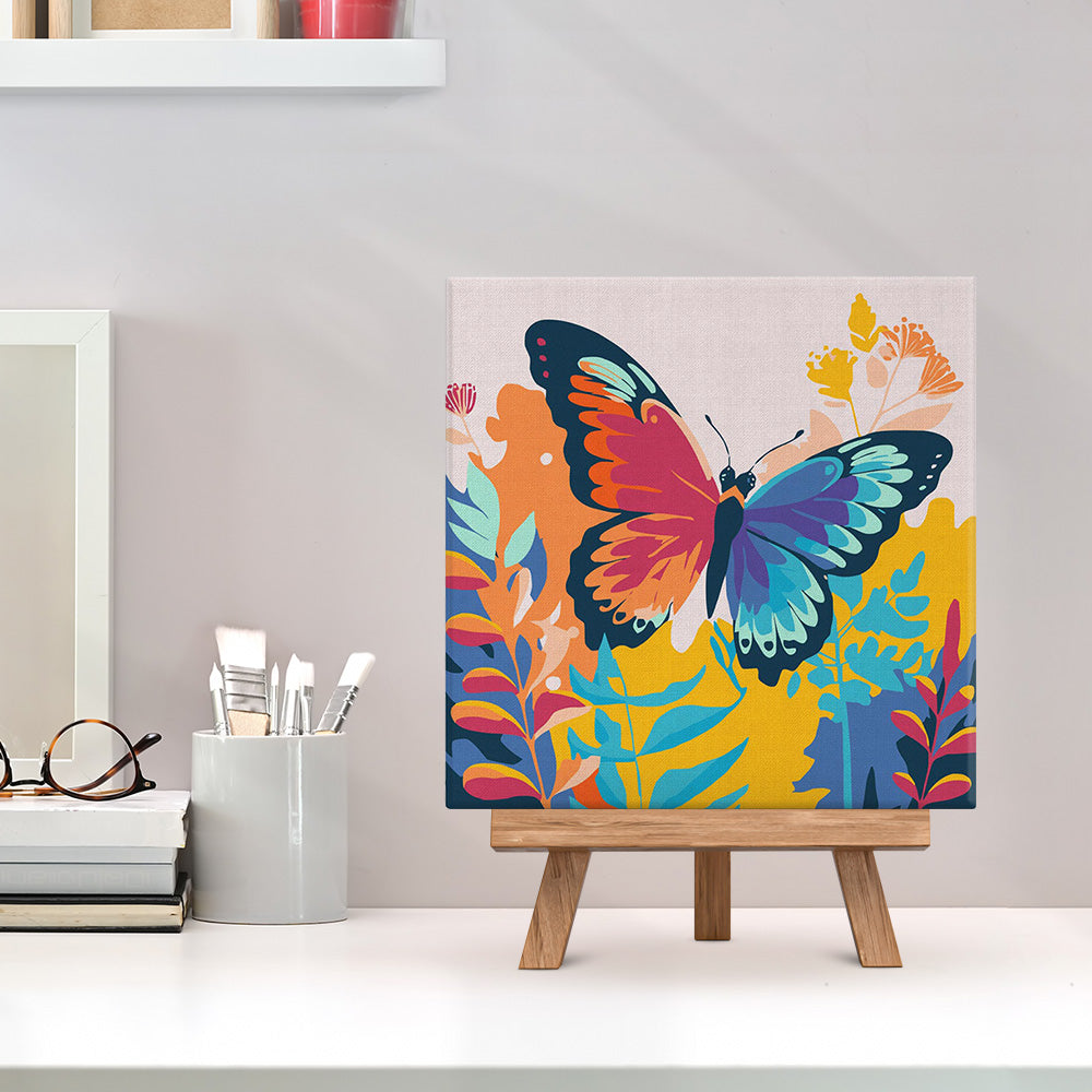 Mini Malen nach Zahlen mit Rahmen 20x20cm - Tropischer Schmetterling - Kidis Art