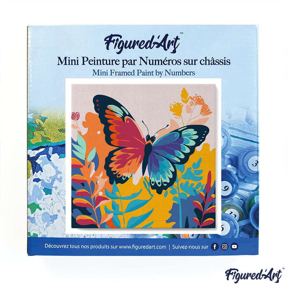 Mini Malen nach Zahlen mit Rahmen 20x20cm - Tropischer Schmetterling - Kidis Art