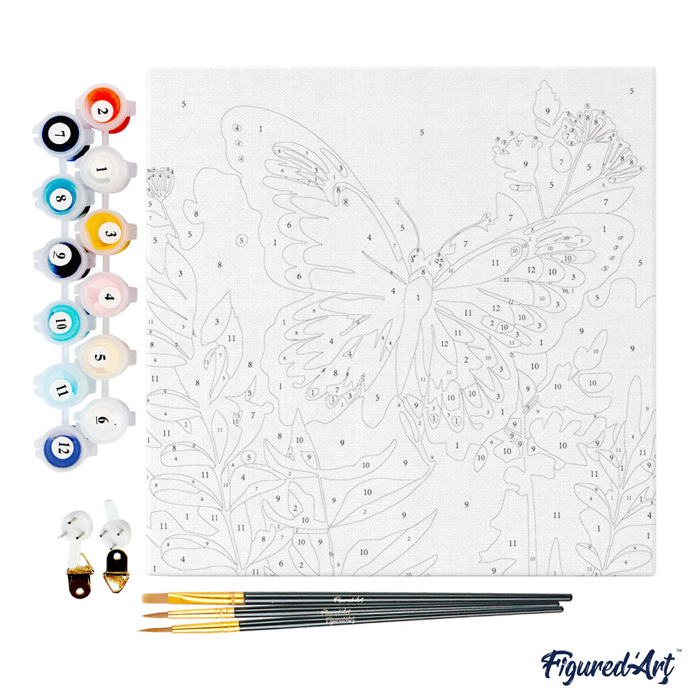 Mini Malen nach Zahlen mit Rahmen 20x20cm - Tropischer Schmetterling - Kidis Art