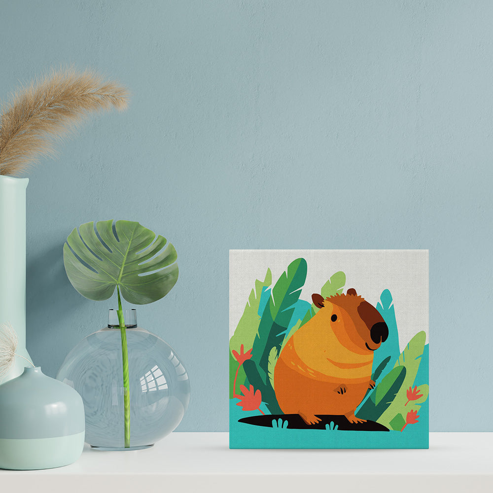 Mini Malen nach Zahlen mit Rahmen 20x20cm - Tropisches Capybara - Kidis Art