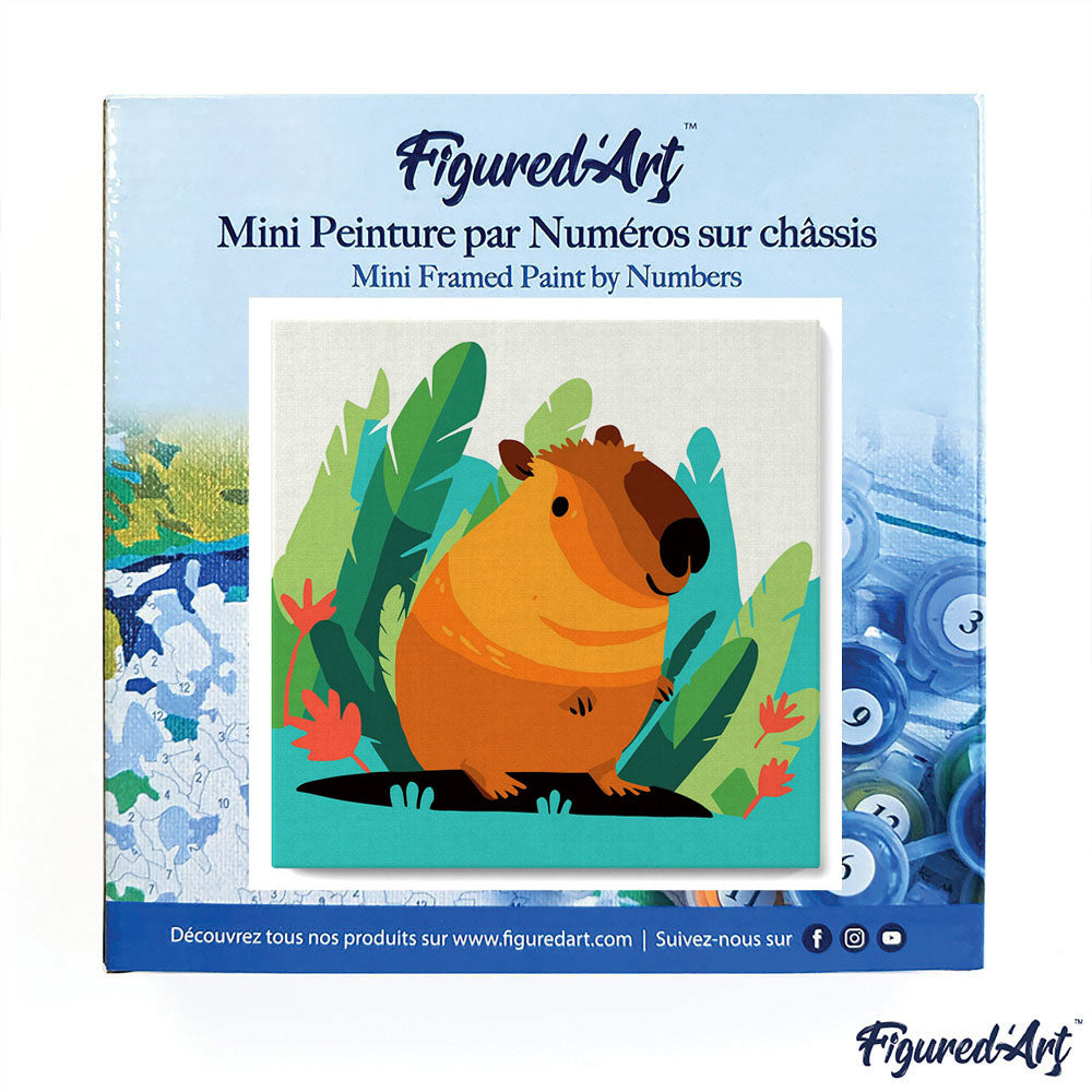 Mini Malen nach Zahlen mit Rahmen 20x20cm - Tropisches Capybara - Kidis Art