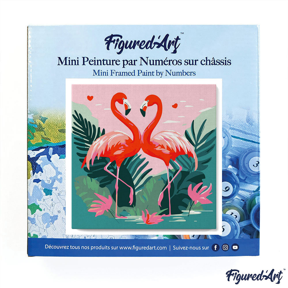 Mini Malen nach Zahlen mit Rahmen 20x20cm - Tropische Flamingos - Kidis Art