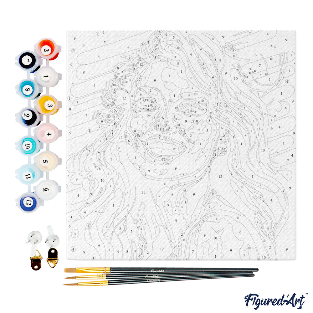 Mini Malen nach Zahlen mit Rahmen 20x20cm - Schöne Blondine Pop Art