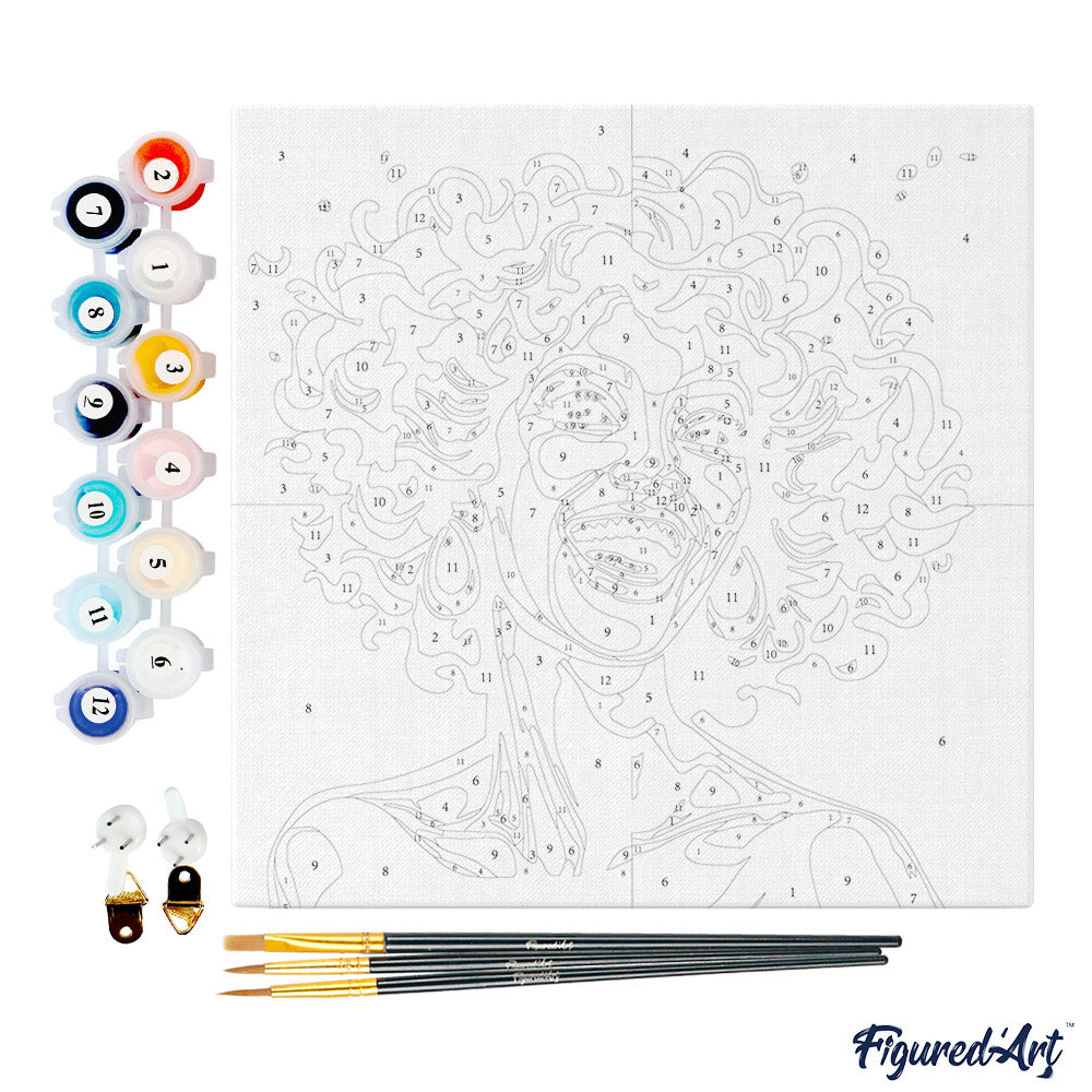 Mini Malen nach Zahlen mit Rahmen 20x20cm - Vibrante Latina Pop Art