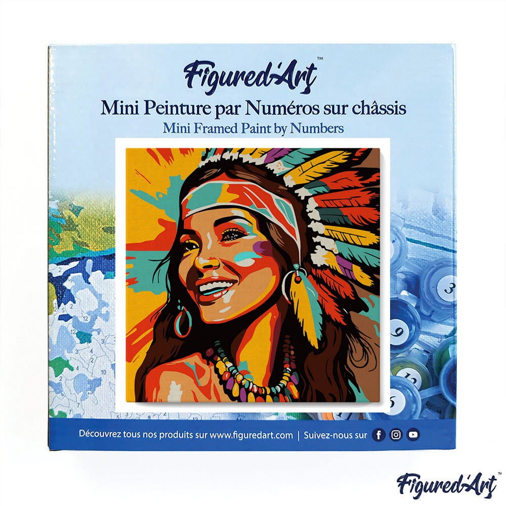 Mini Malen nach Zahlen mit Rahmen 20x20cm - Einheimische elegante Dame Pop Art - Kidis Art