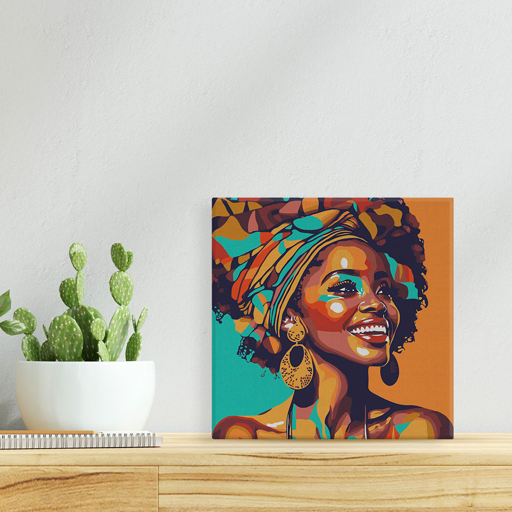 Mini Malen nach Zahlen mit Rahmen 20x20cm - Afrikanische Königin Pop Art - Kidis Art