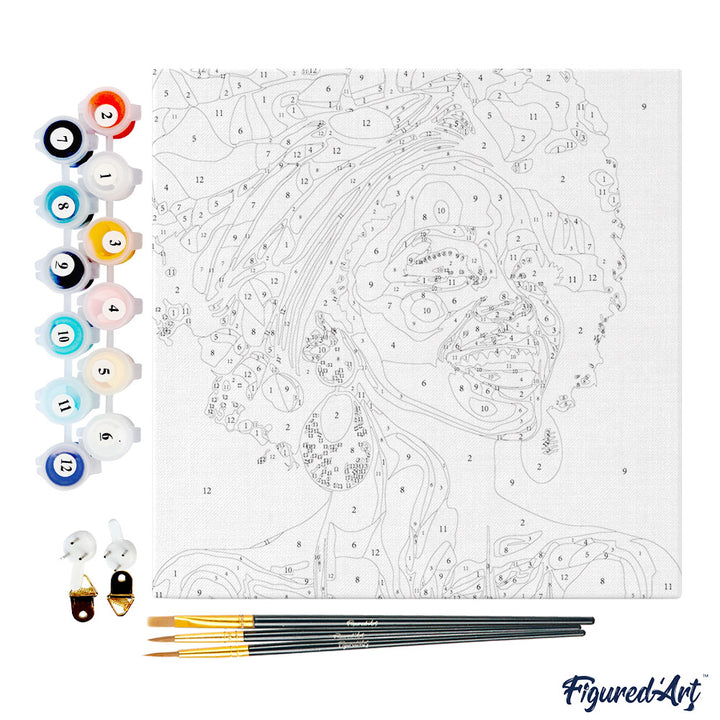 Mini Malen nach Zahlen mit Rahmen 20x20cm - Afrikanische Königin Pop Art