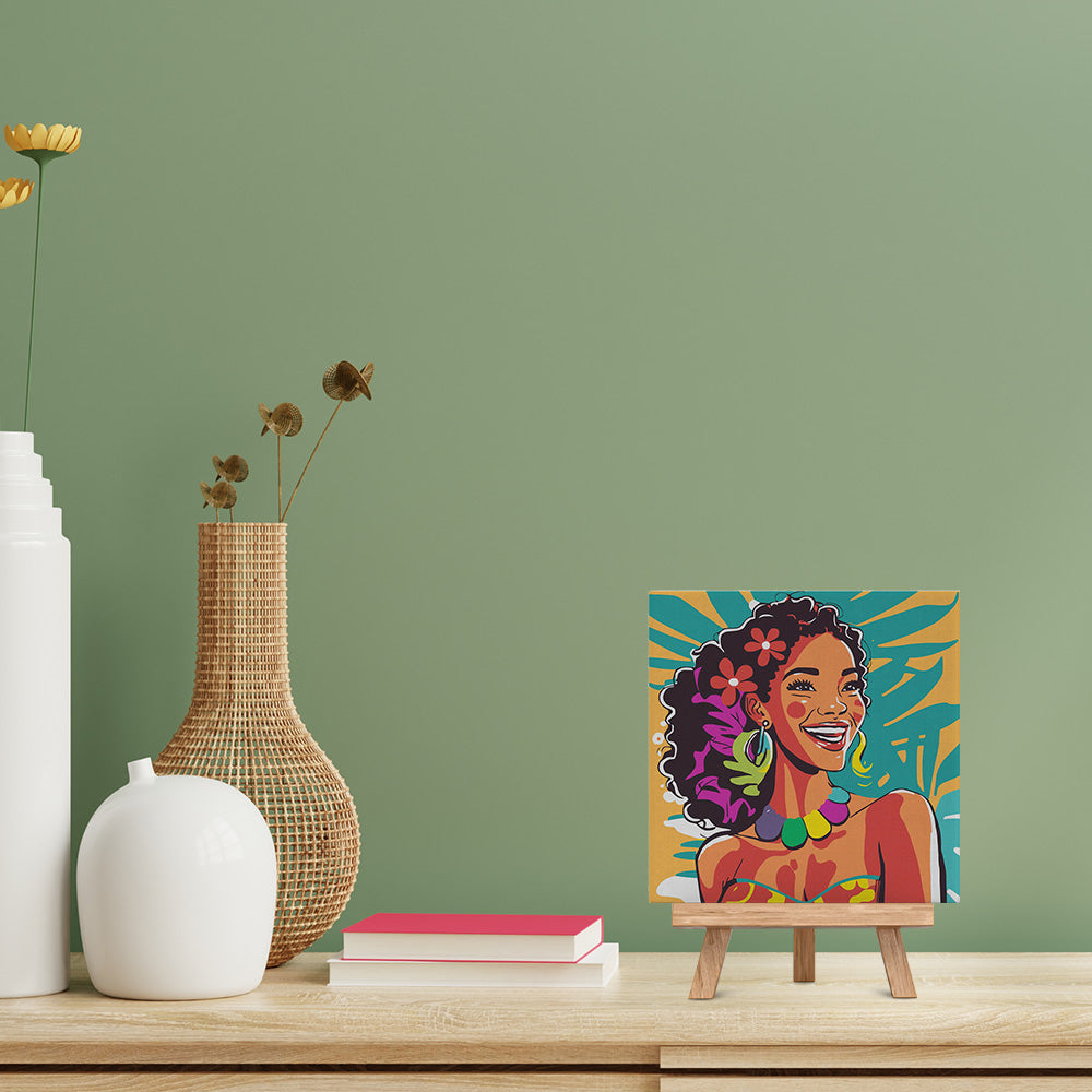 Mini Malen nach Zahlen mit Rahmen 20x20cm - Inselbewohnerin Pop Art - Kidis Art