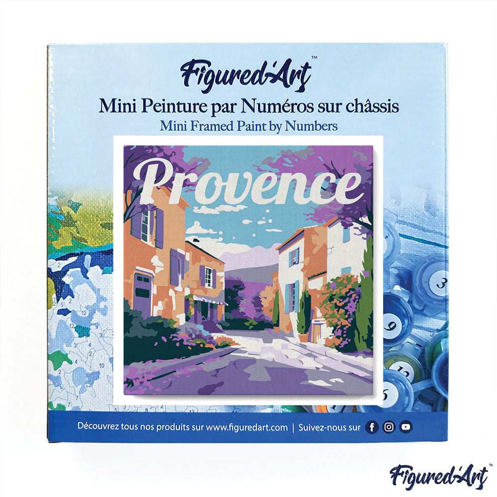 Mini Malen nach Zahlen mit Rahmen 20x20cm - Reiseplakat Provence Frühling - Kidis Art