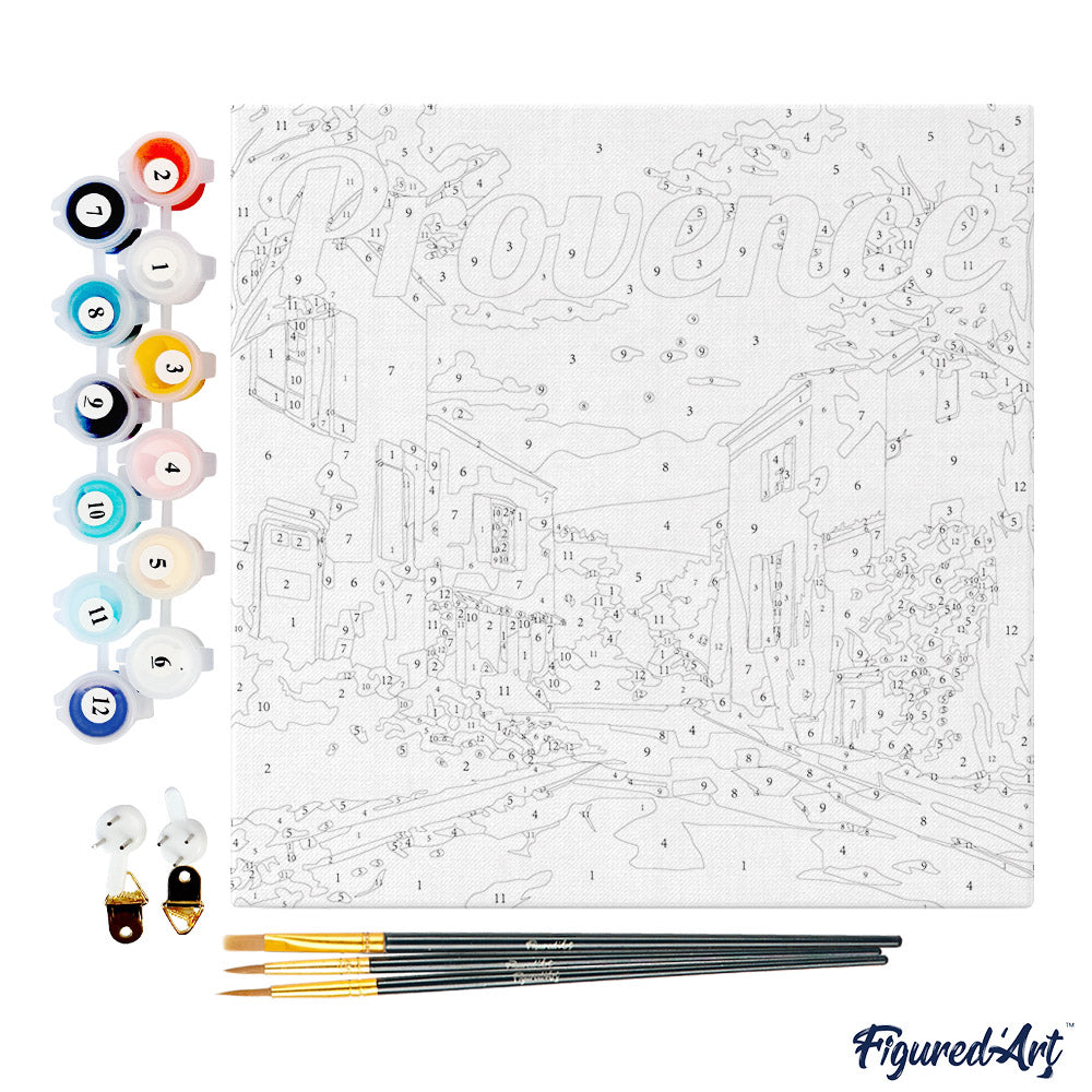 Mini Malen nach Zahlen mit Rahmen 20x20cm - Reiseplakat Provence Frühling