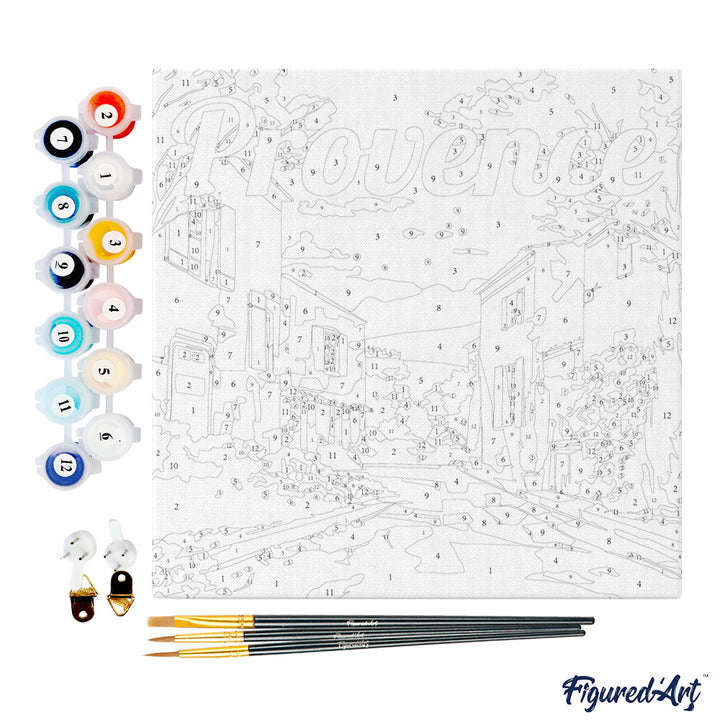 Mini Malen nach Zahlen mit Rahmen 20x20cm - Reiseplakat Provence Frühling