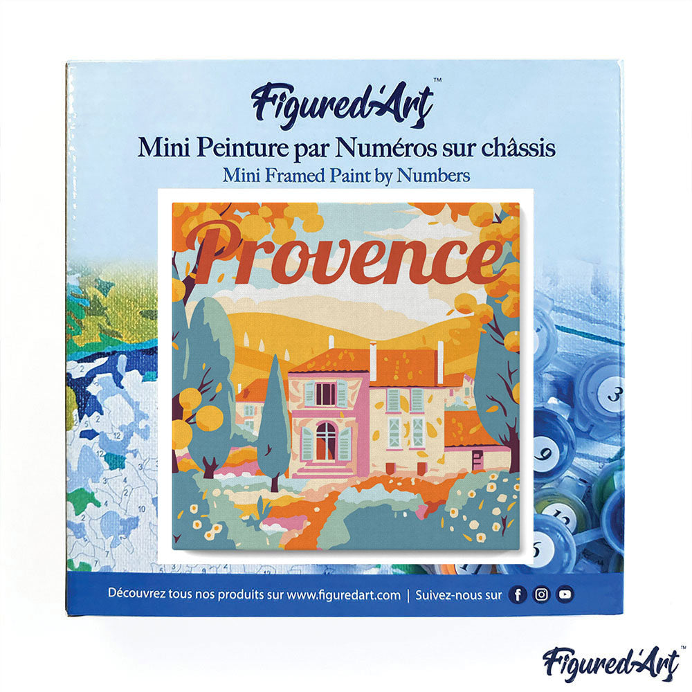 Mini Malen nach Zahlen mit Rahmen 20x20cm - Reiseplakat Provence Herbst - Kidis Art