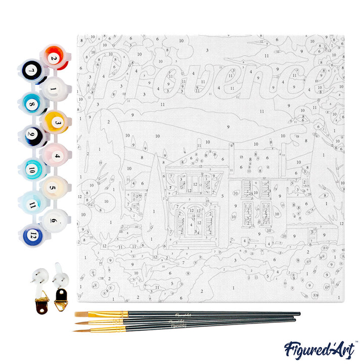 Mini Malen nach Zahlen mit Rahmen 20x20cm - Reiseplakat Provence Herbst