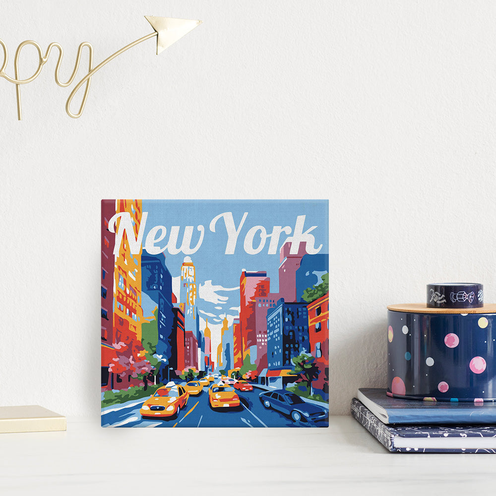 Mini Malen nach Zahlen mit Rahmen 20x20cm - Reiseplakat New York City - Kidis Art