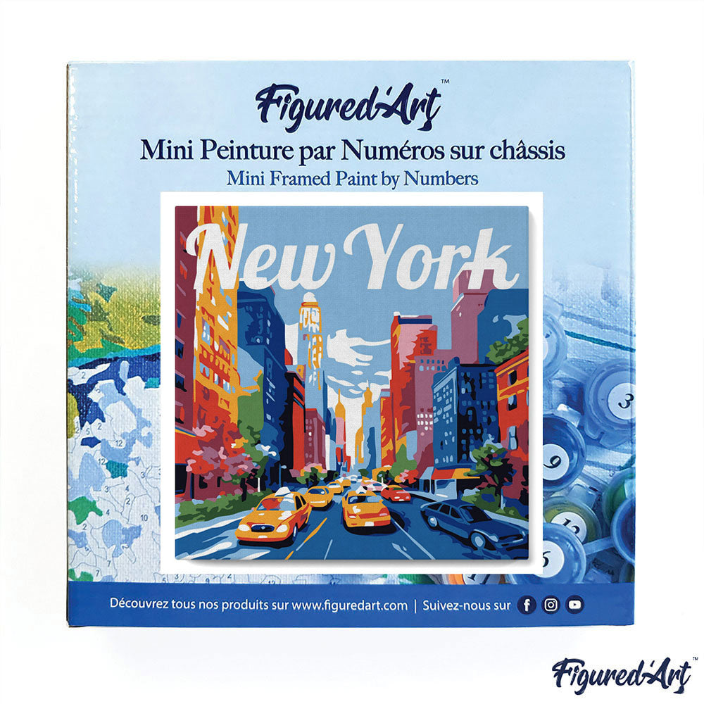 Mini Malen nach Zahlen mit Rahmen 20x20cm - Reiseplakat New York City - Kidis Art