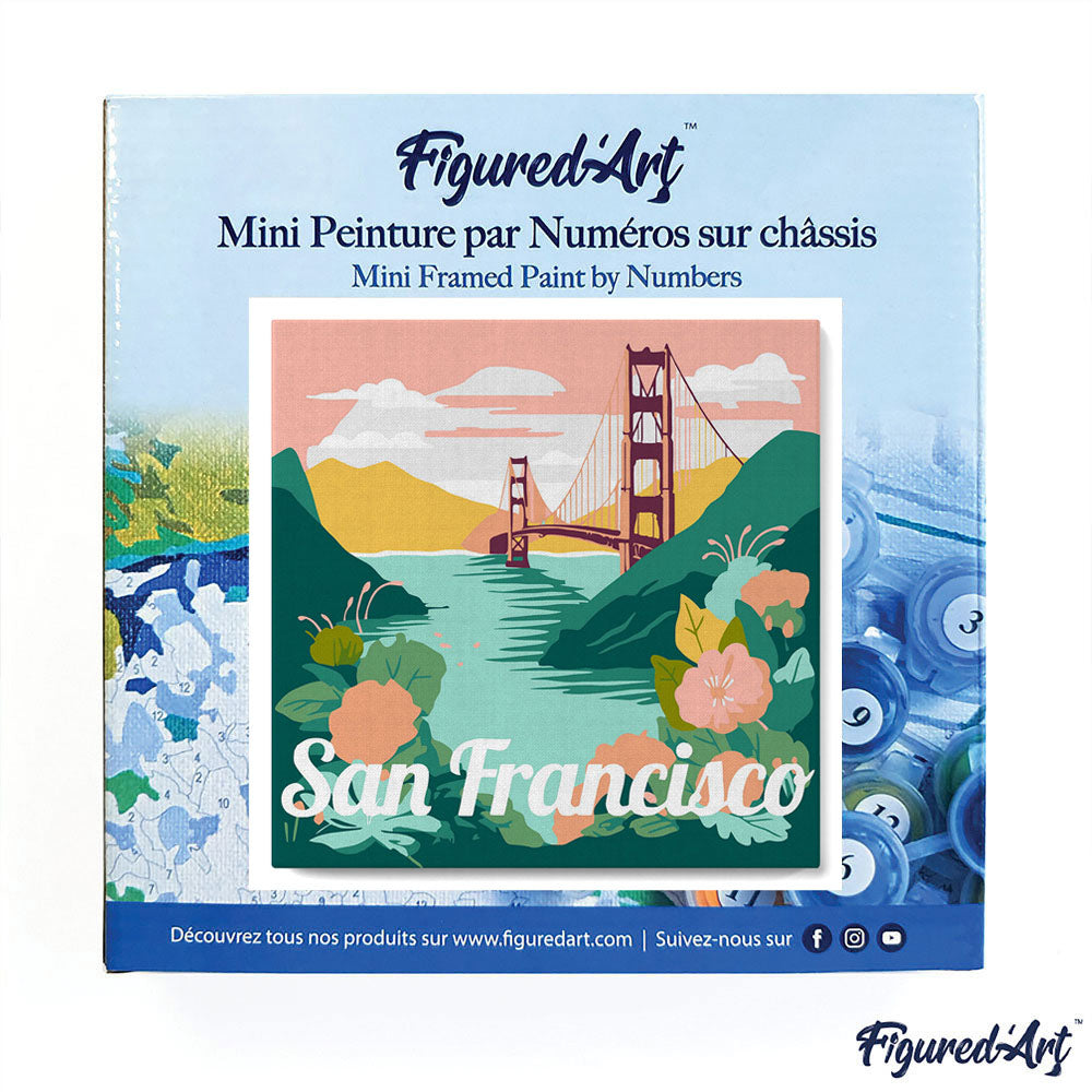 Mini Malen nach Zahlen mit Rahmen 20x20cm - Reiseplakat San Francisco - Kidis Art