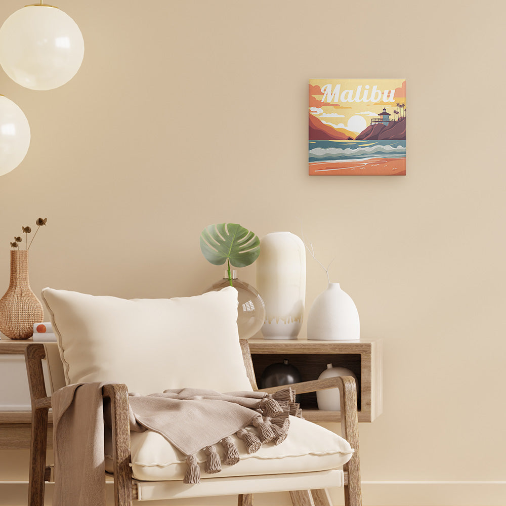 Mini Malen nach Zahlen mit Rahmen 20x20cm - Reiseplakat Malibu