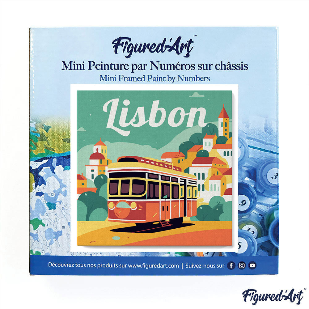Mini Malen nach Zahlen mit Rahmen 20x20cm - Reiseplakat Lissabon - Kidis Art