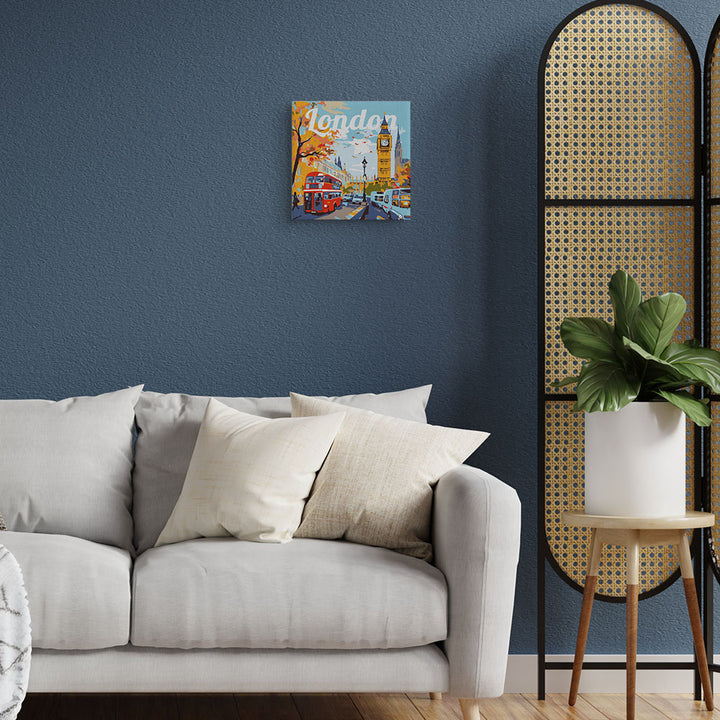 Mini Malen nach Zahlen mit Rahmen 20x20cm - Reiseplakat London