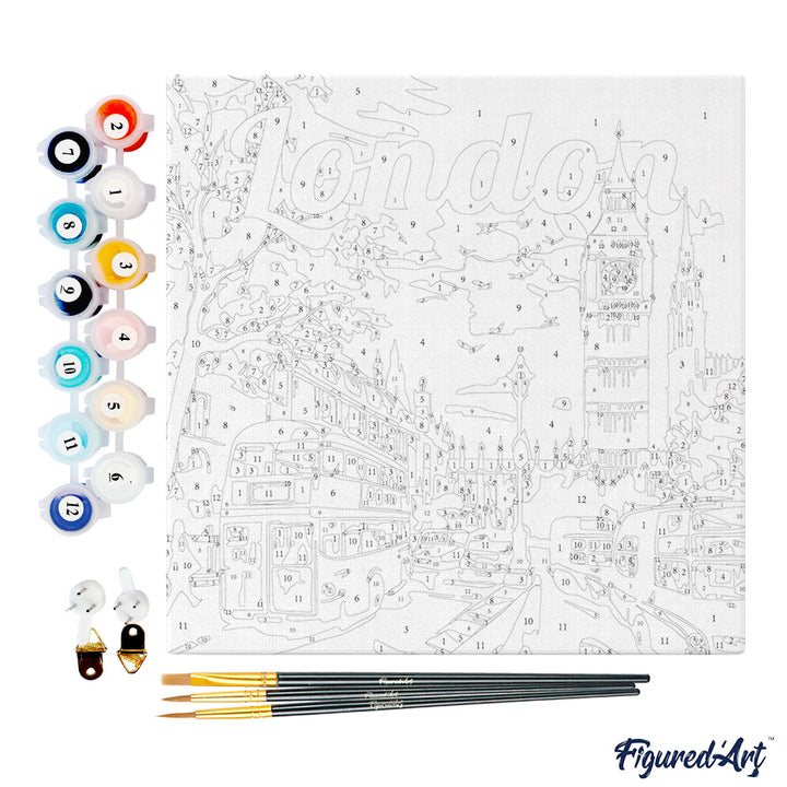 Mini Malen nach Zahlen mit Rahmen 20x20cm - Reiseplakat London