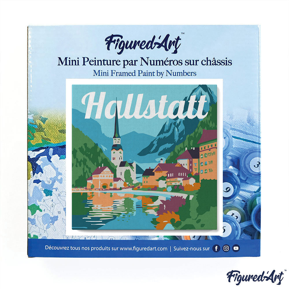Mini Malen nach Zahlen mit Rahmen 20x20cm - Reiseplakat Hallstatt - Kidis Art