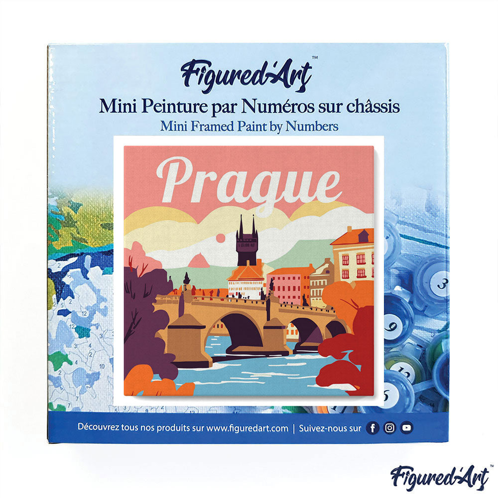 Mini Malen nach Zahlen mit Rahmen 20x20cm - Reiseplakat Prag - Kidis Art