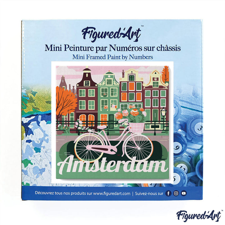 Mini Malen nach Zahlen mit Rahmen 20x20cm - Reiseplakat Amsterdam