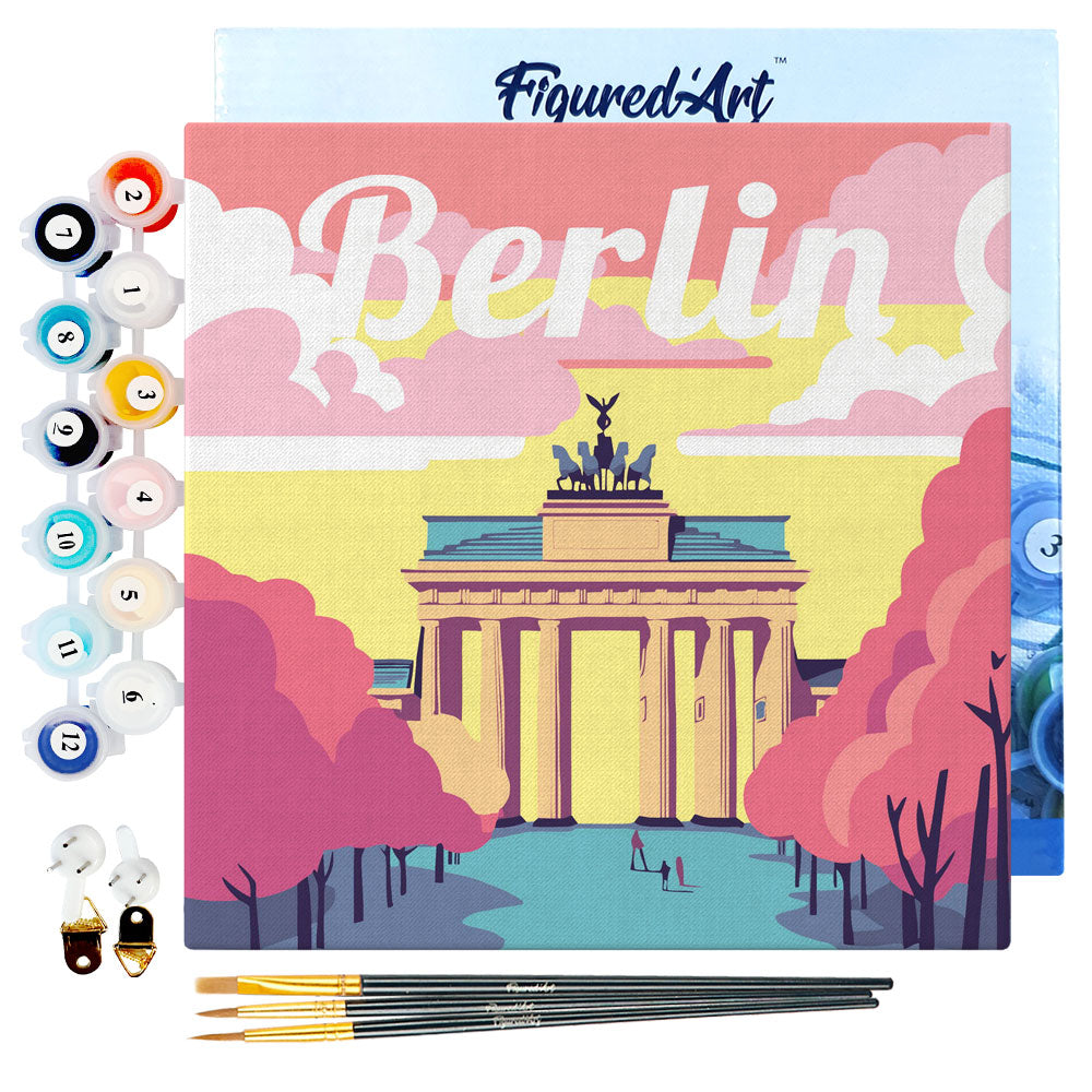 Mini Malen nach Zahlen mit Rahmen 20x20cm - Reiseplakat Berlin - Kidis Art