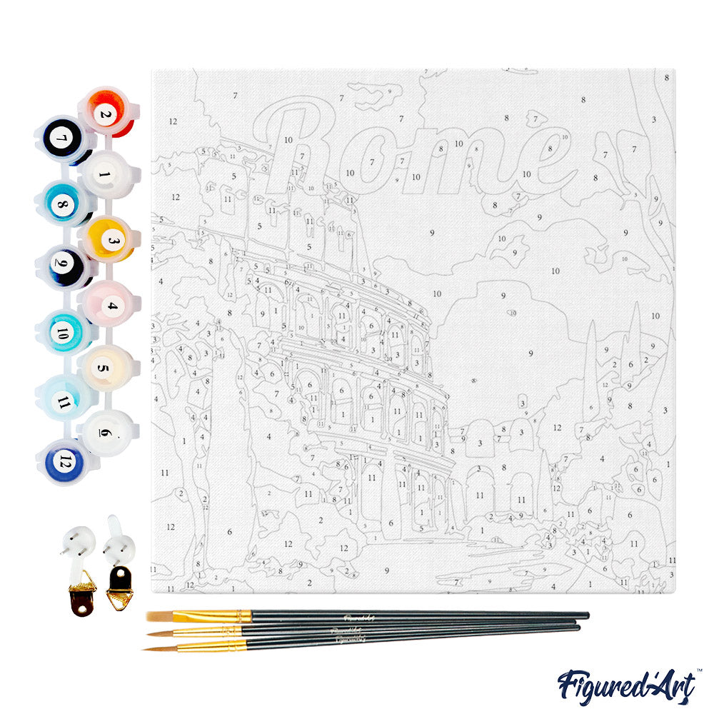 Mini Malen nach Zahlen mit Rahmen 20x20cm - Reiseplakat Rom