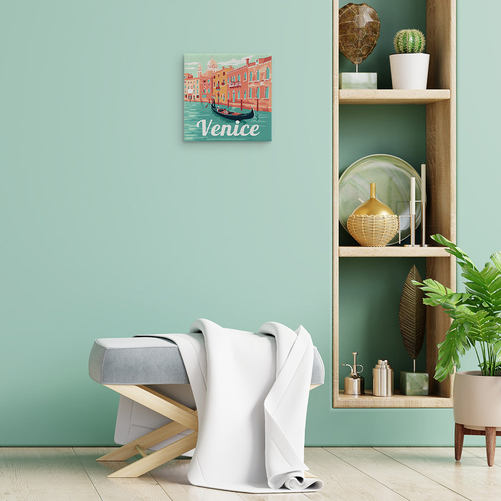 Mini Malen nach Zahlen mit Rahmen 20x20cm - Reiseplakat Venedig